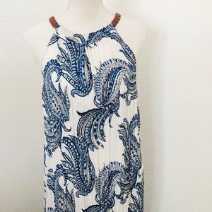 Chico’s size 2 maxi dress blue, white and gray